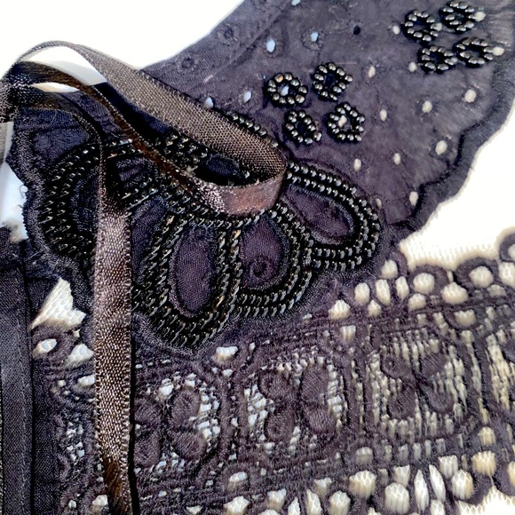 Anthropologie Leifnotes Agraffe Sheer Lace Cardigan Removable Beaded Collar10 - Picture 7 of 14
